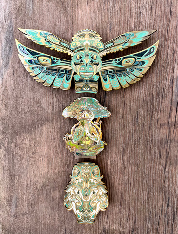 “Elements of Nature Totem" - AP 3 Piece Pin Set (Antique Gold)