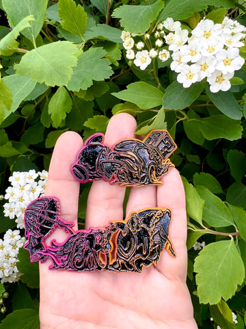 "A Damsel In Distress" and "The Tour Guide”  2 Pins - Cosmic Flow