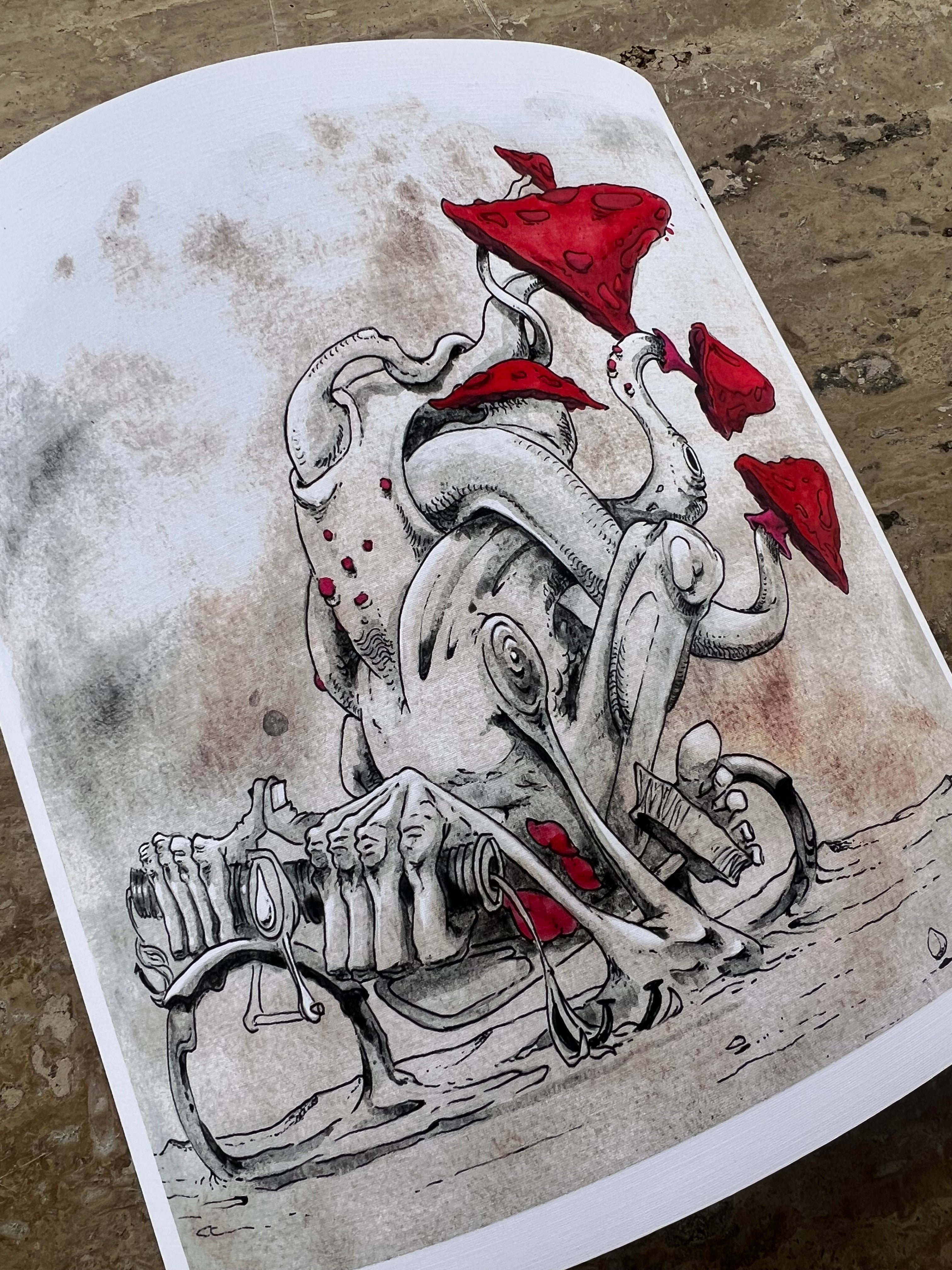 "Phyun Guai, Rider of the Burnt Desert" Hand Embellished Giclee - Fine Art Paper Print : Archival Linen (Blind Bag)