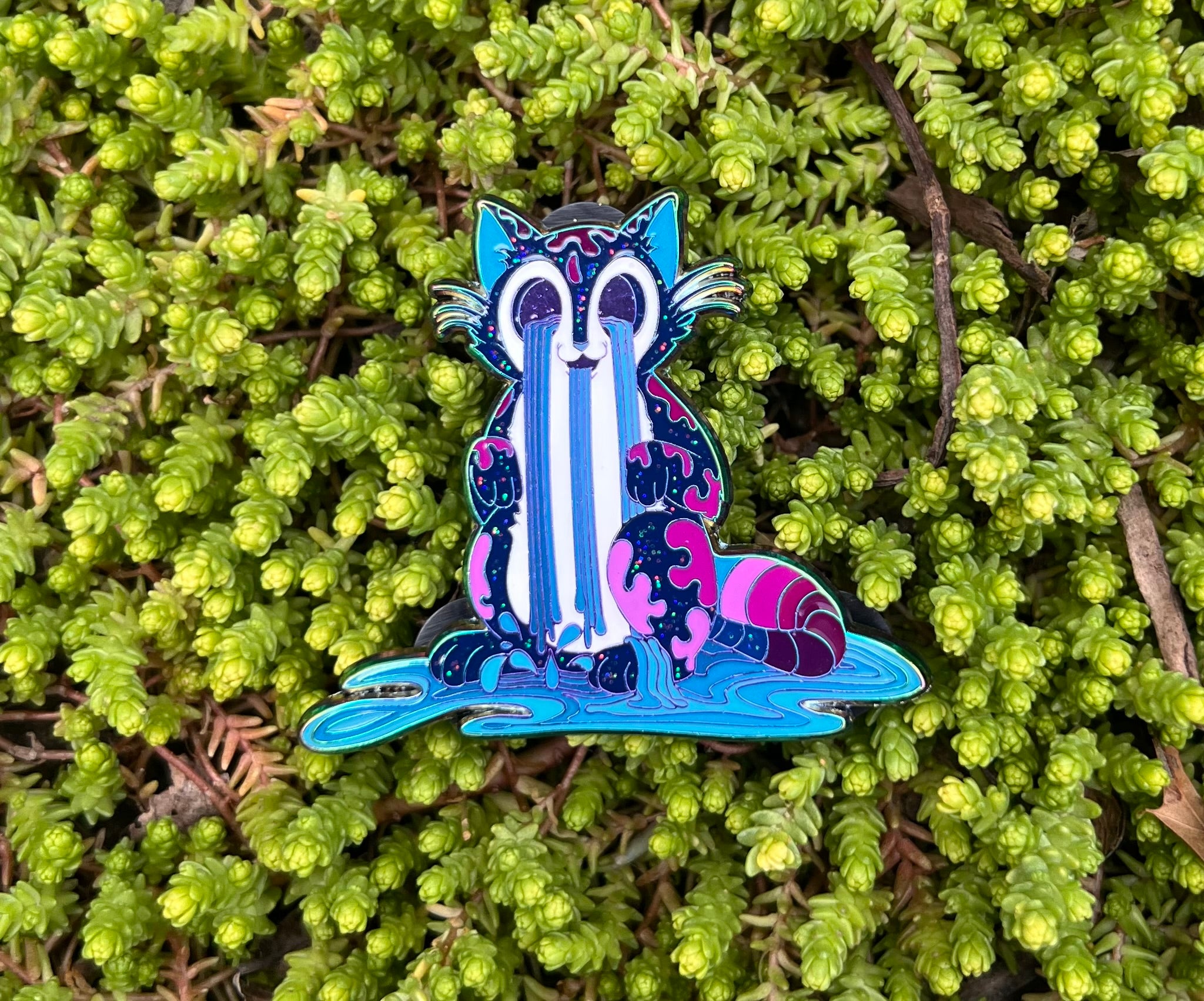 "Rainbow Kitty- Radioactive" Pin - White Chest