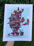 "Bike House" -  Lightly Hand Embellished Print 9x12 - Cake (4/5)