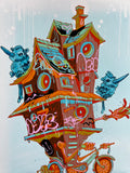 "Bike House" -  Lightly Hand Embellished Print 9x12 - Flying Rhino (2/5)