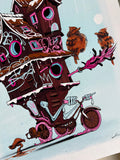 "Bike House" -  Lightly Hand Embellished Print 9x12 - Cake (4/5)