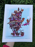 "Bike House" -  Lightly Hand Embellished Print 9x12 - Cake (1/5)