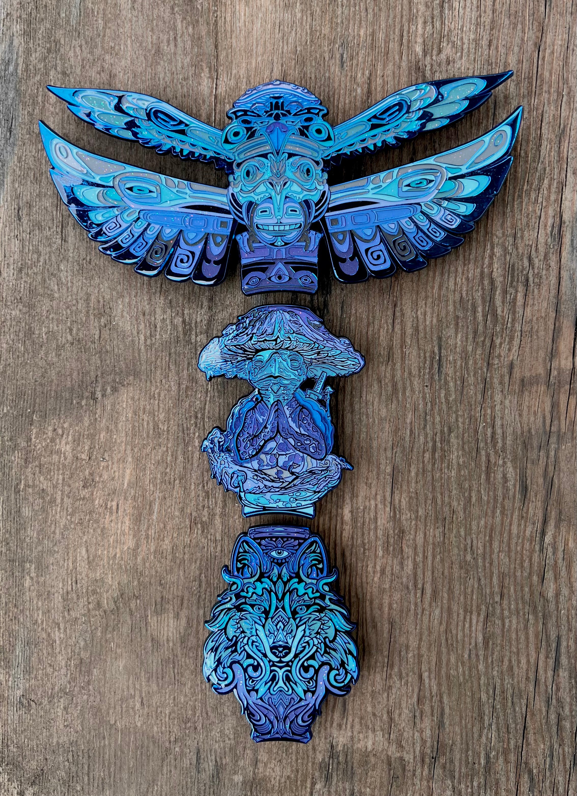 “Elements of Nature Totem" - AP 3 Piece Pin Set (Blue Metal)