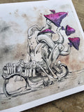 "Phyun Guai, Rider of the Burnt Desert" Hand Embellished Giclee - Fine Art Paper Print : Archival Linen (Blind Bag)