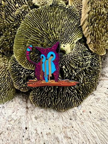 "Rainbow Kitty- Mija" Pin Black Dyed