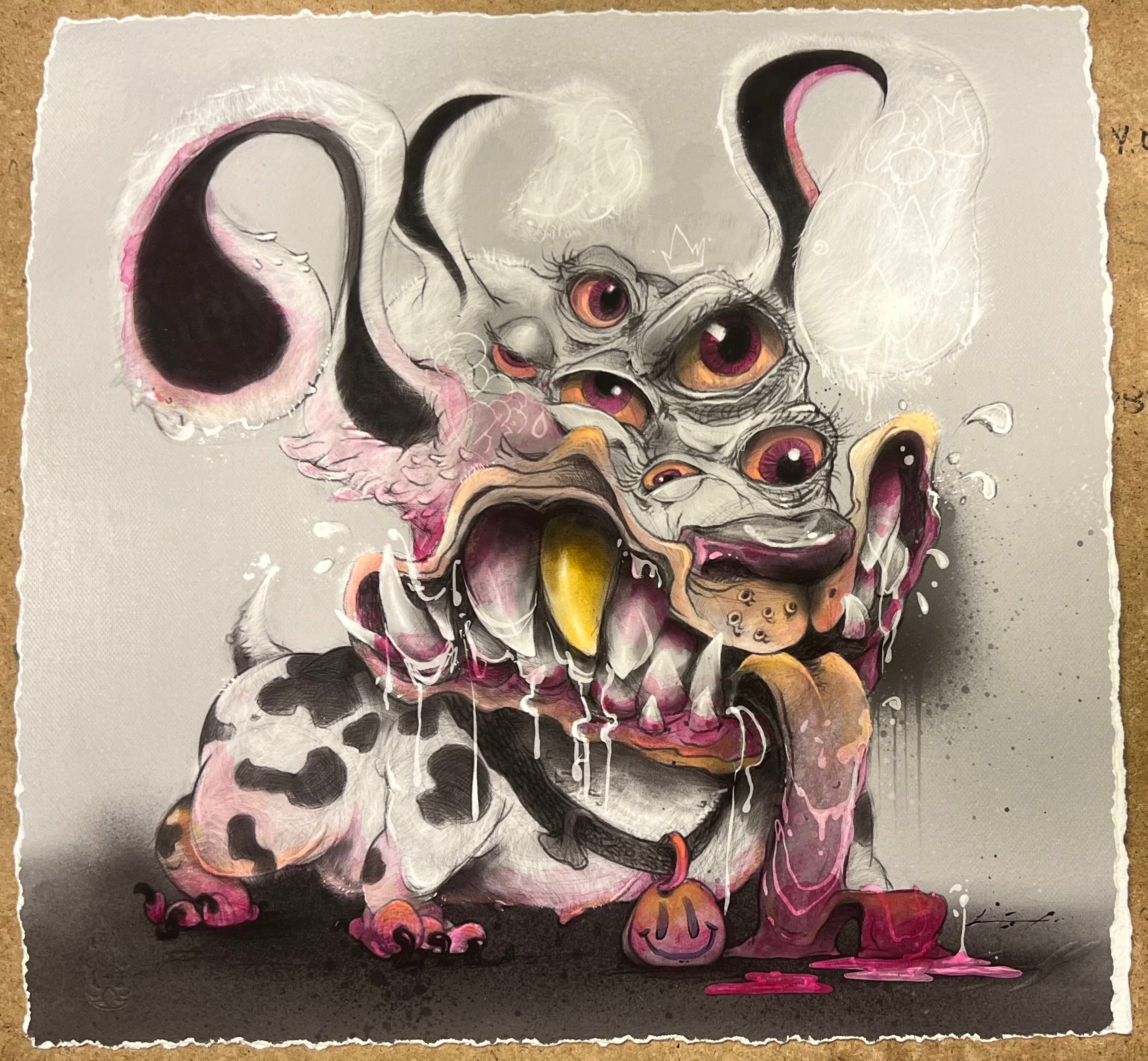 "The Guardian" Hand Embellished Giclee - Fine Art Paper Print : Archival Linen, Deckled Edge(Blind Bag)